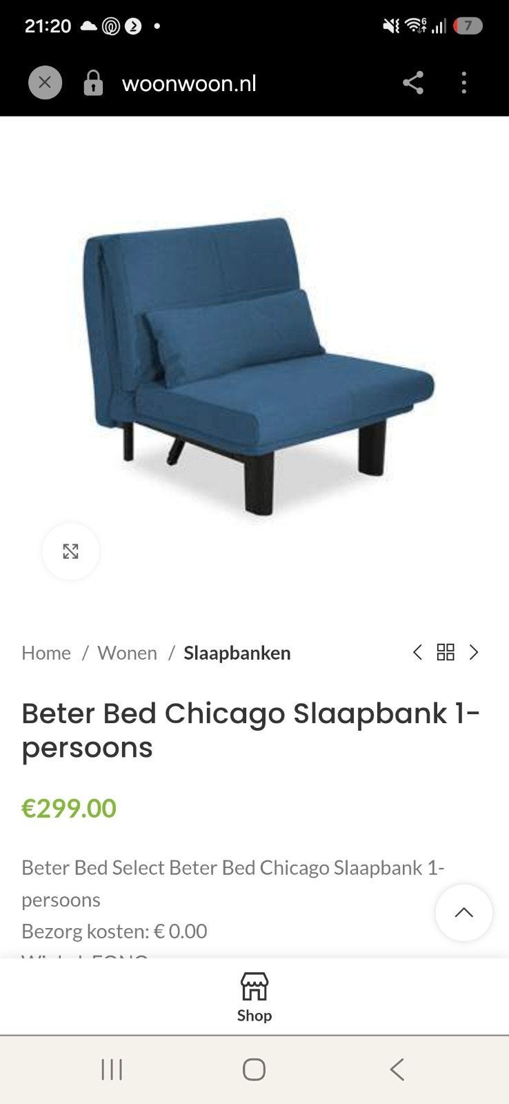 Beter Bed Chicago Slaapbank 1-persoons, Ophalen, Tweepersoons