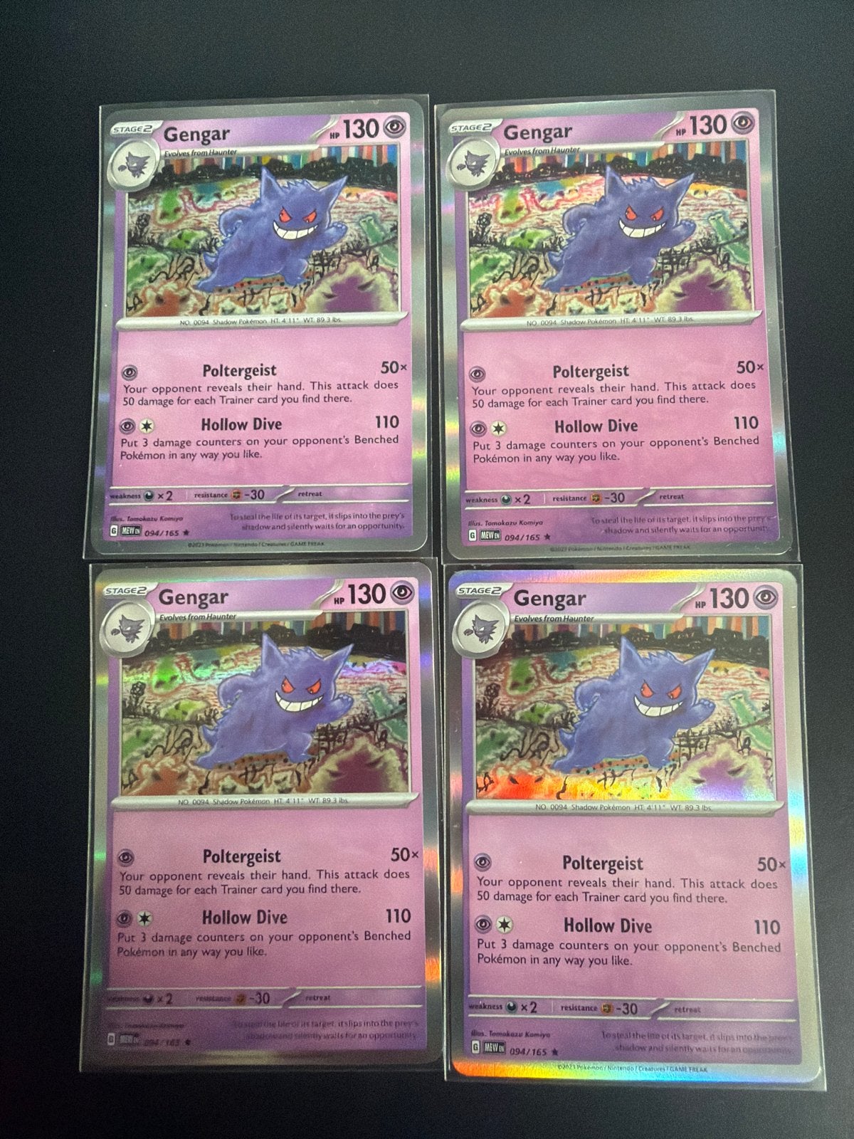 4x Gengar Pokémon Kaarten - Mew 094/165, Hobby en Vrije tijd, Verzamelkaartspellen | Pokémon, Ophalen of Verzenden, Zo goed als nieuw