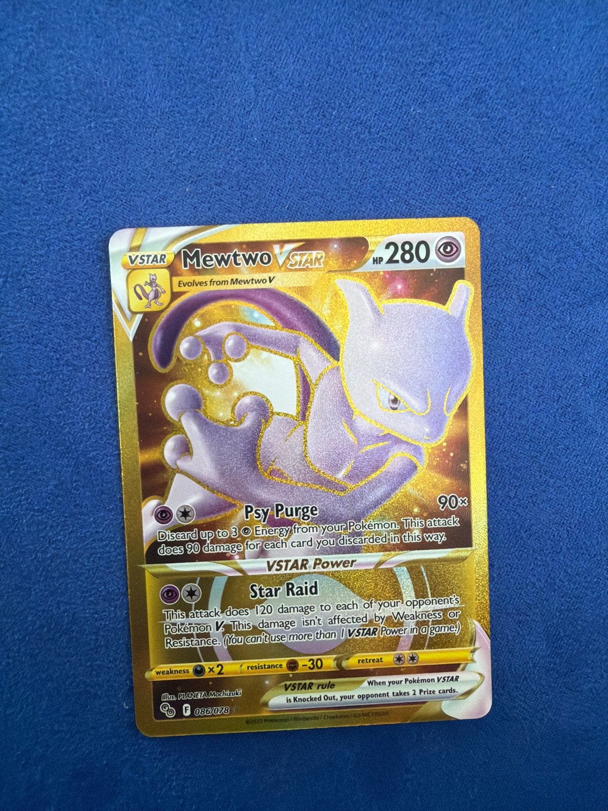 Mewtwo VSTAR Gold Secret Rare Pokémon Kaart 086/078, Ophalen of Verzenden, Zo goed als nieuw, Losse kaart, Foil