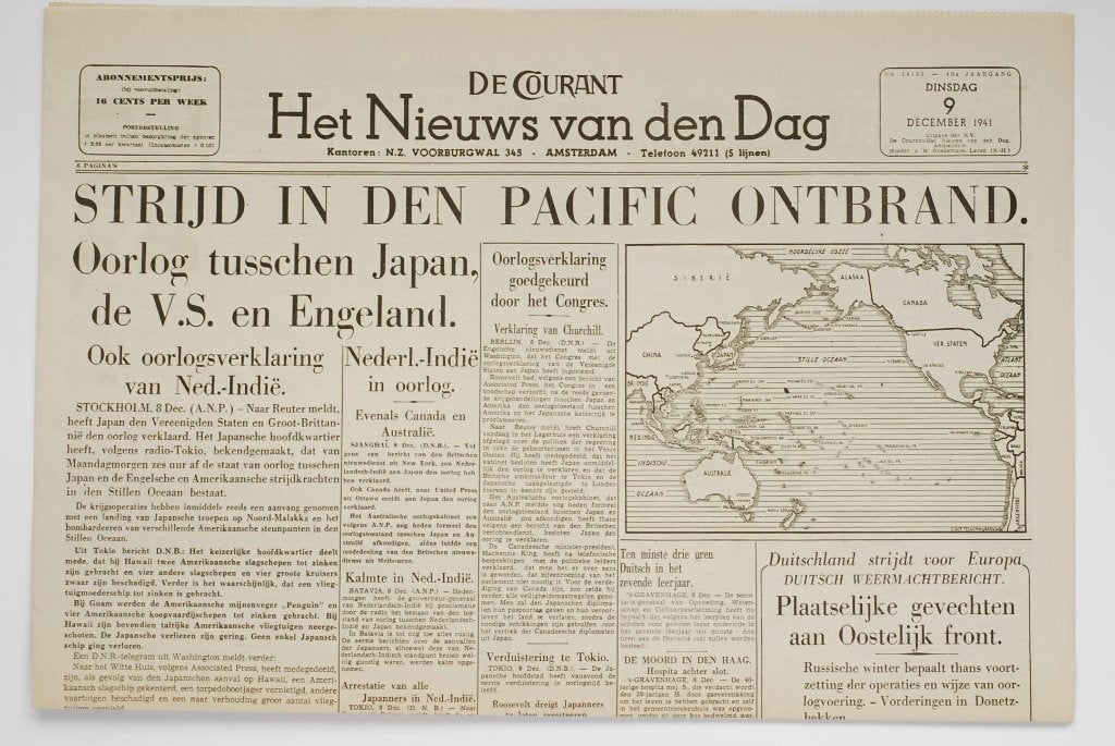 Het Nieuws van den Dag - 9 december 1941 Herdruk krant WOII, Verzamelen, Militaria | Tweede Wereldoorlog, Zo goed als nieuw, Verzenden