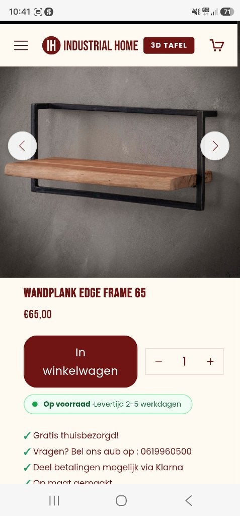 Wandplank, Ophalen, Nieuw