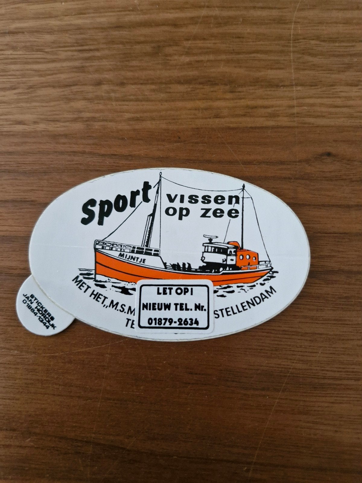 12039 Vintage Sticker Sport Vissen op Zee Stellendam, Ophalen of Verzenden, Zo goed als nieuw, Overige typen
