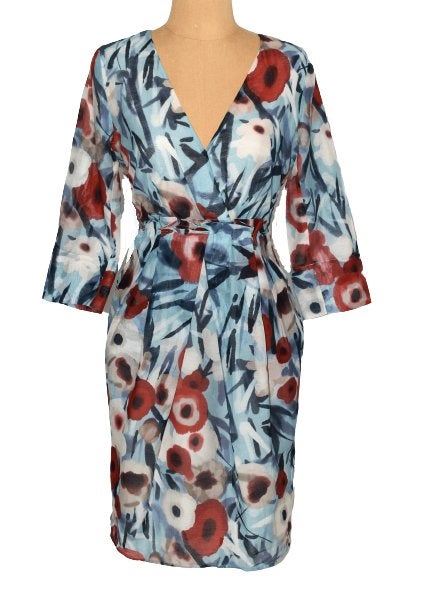 Nieuw René Lezard zijdemix jurk. flowers, Mt. S, Overige kleuren, Verzenden, Nieuw, Knielengte