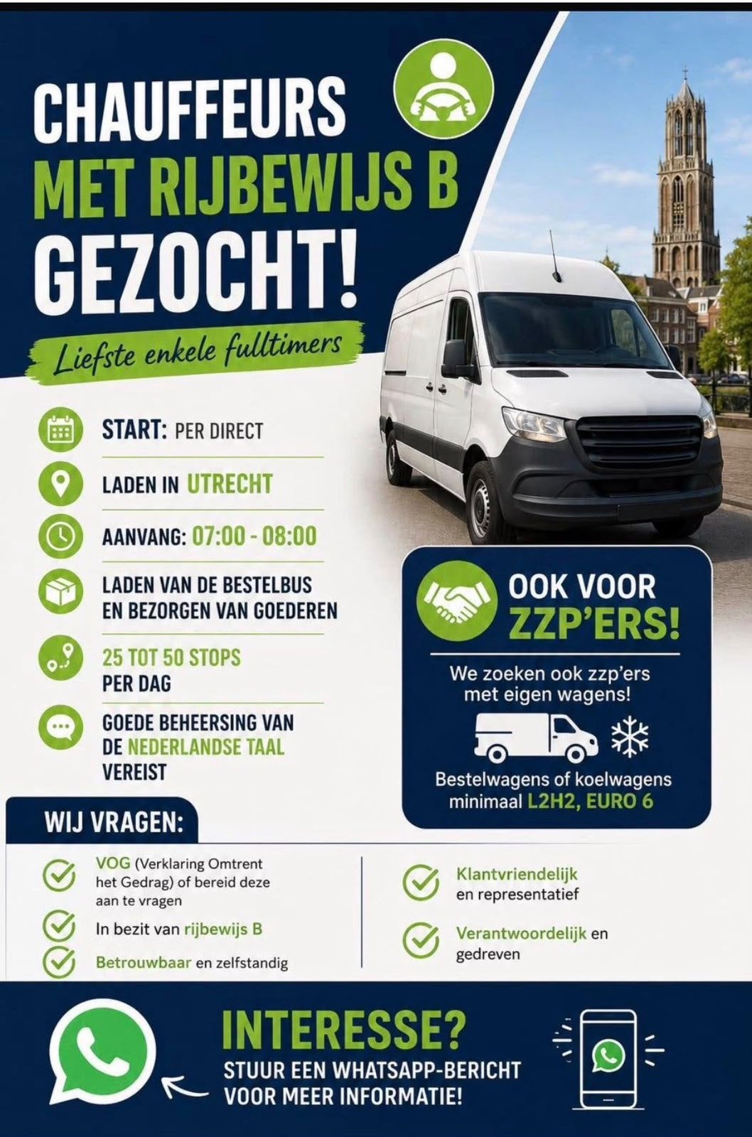 ZZP-KOERIERS MET EIGEN BUS!, Ophalen of Verzenden