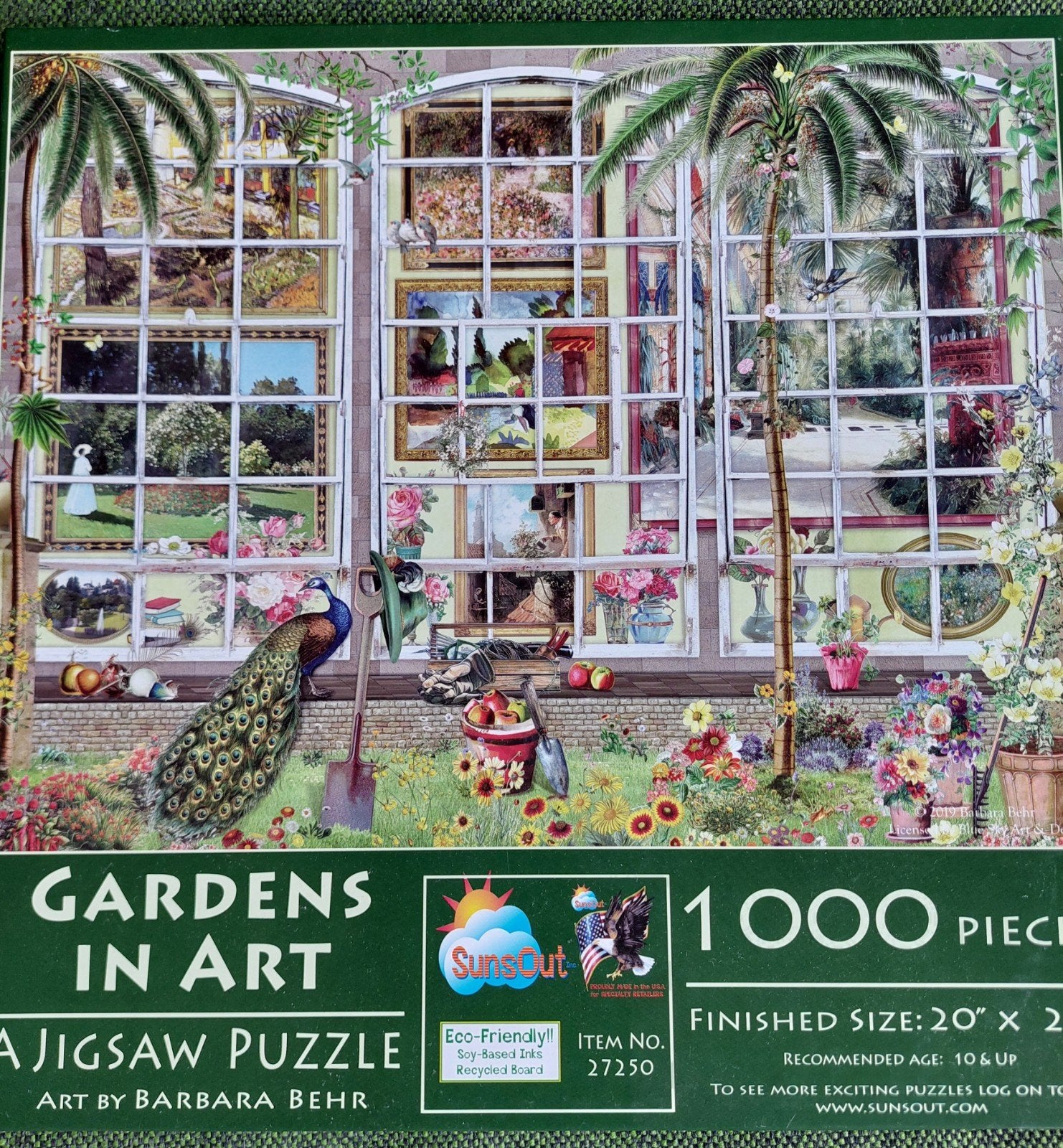Gardens in Art puzzel - Barbara Behr - 1000 stukjes, Ophalen of Verzenden, 500 t/m 1500 stukjes, Gebruikt, Legpuzzel