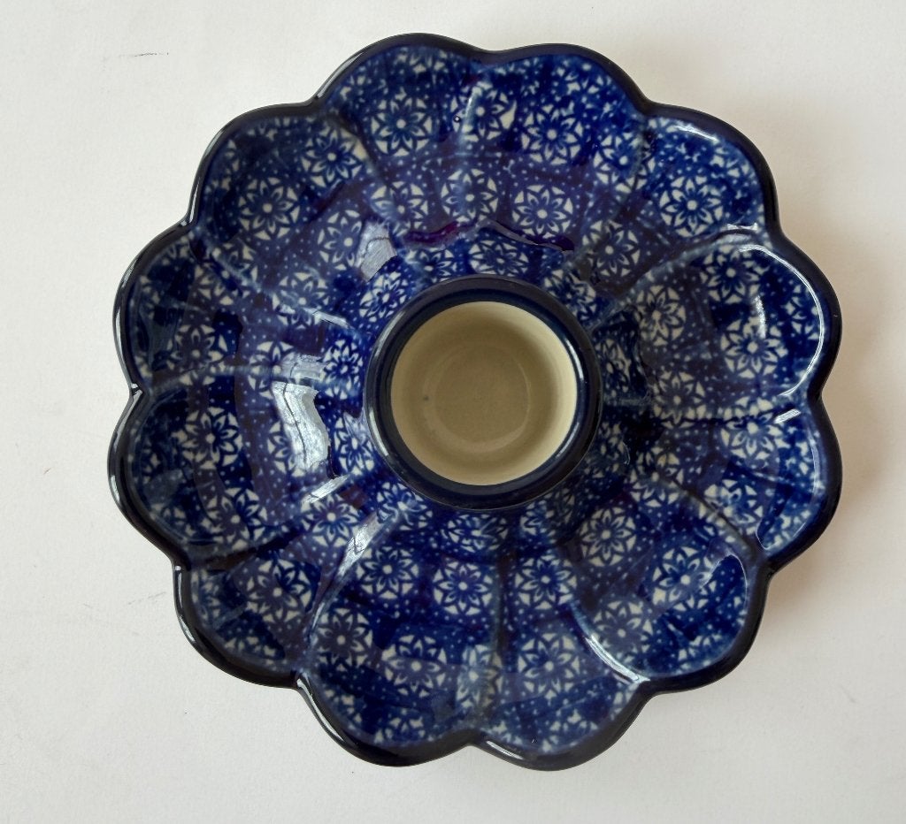 kaarsenstandaard kandelaar Bunzlau Castle lace, Blauw, Ophalen of Verzenden, Zo goed als nieuw, 5 cm