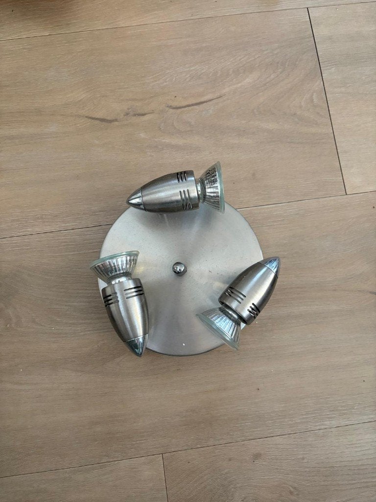 Plafondspot met 3 verstelbare spots, metaal, Halogeen, Gebruikt, Geschikt voor plafondmontage, GU10