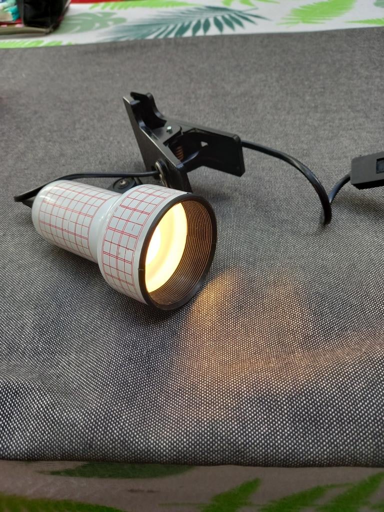 Vintage klemspot eind jaren '70, begin '80., Huis en Inrichting, Lampen | Spots, Verzenden, Gebruikt, Metaal of Aluminium, Vintage jaren '70 - '80