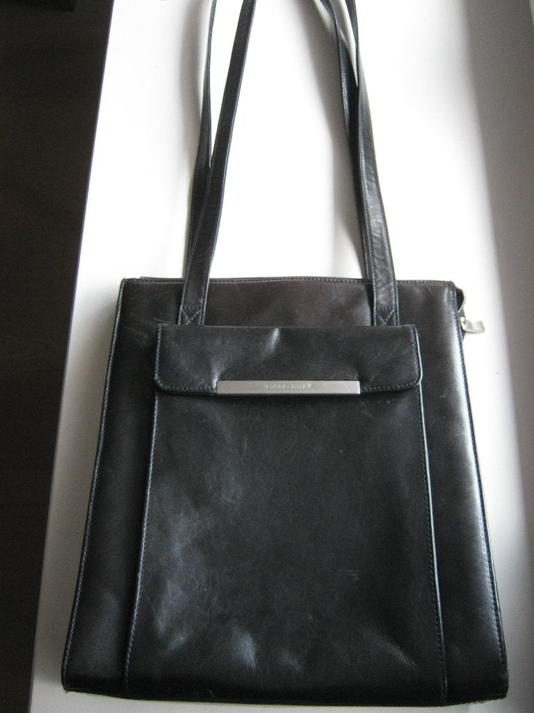 Zwarte leren Claudio Ferrici tas ., Ophalen of Verzenden, Zo goed als nieuw, Zwart, Handtas