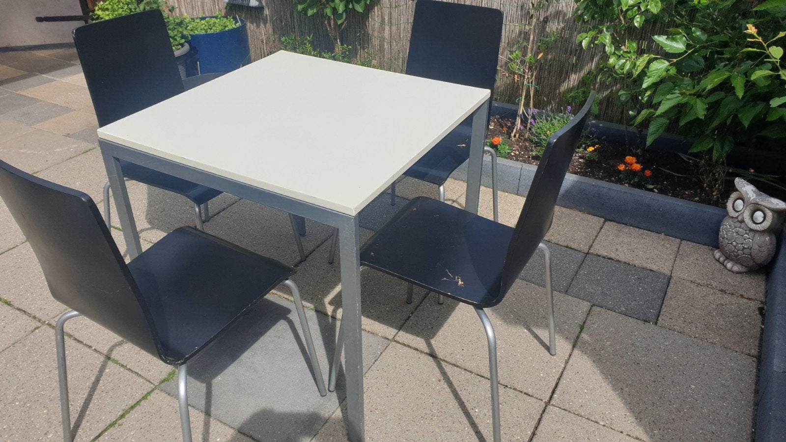 Tafel met 4 Ikea stolen ., Ophalen of Verzenden, Rechthoekig, Hout