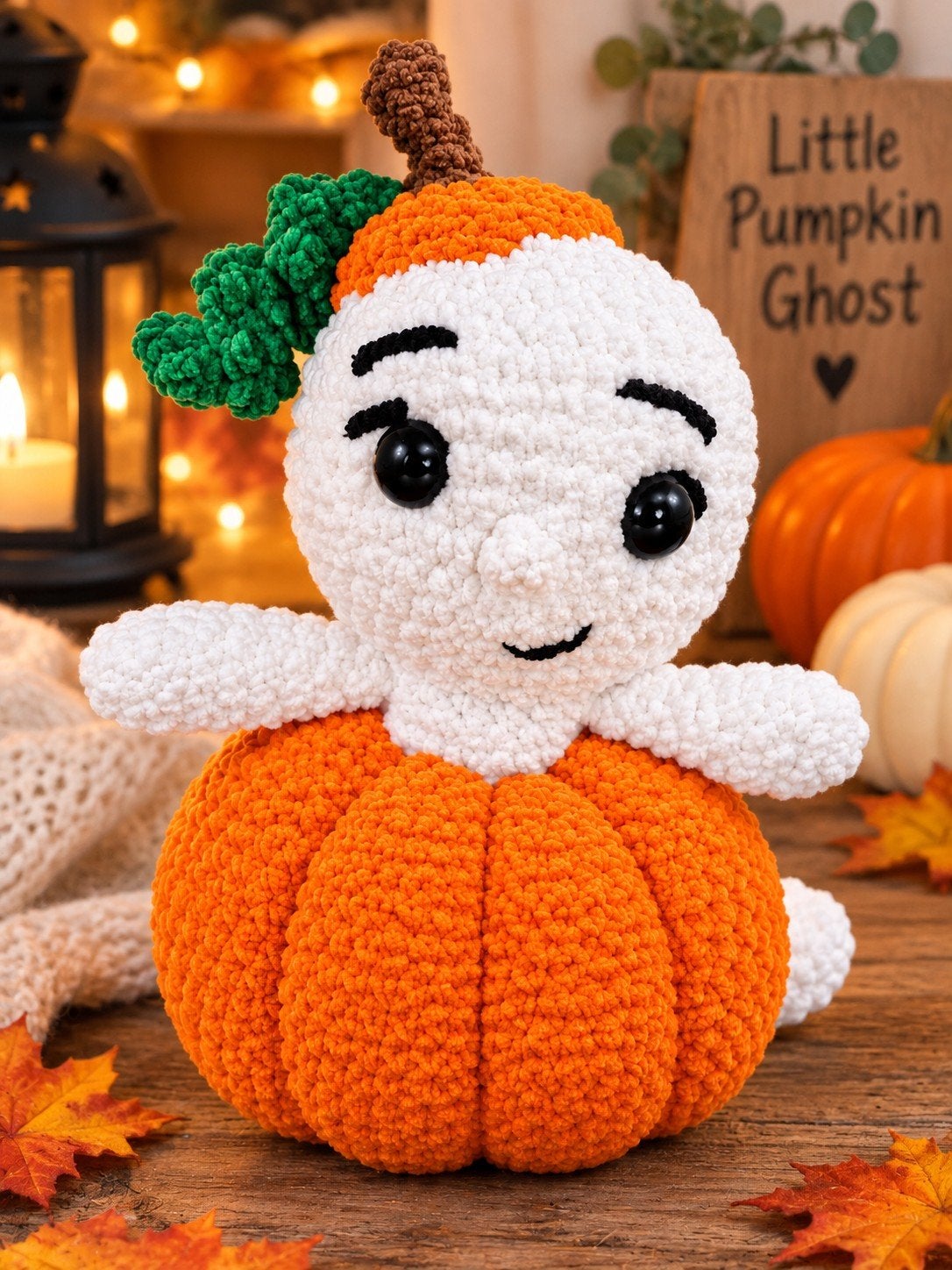 Gehaakt spookje in pompoen - Halloween decoratie, Handgemaakt, Overige typen, Nieuw, Ophalen of Verzenden