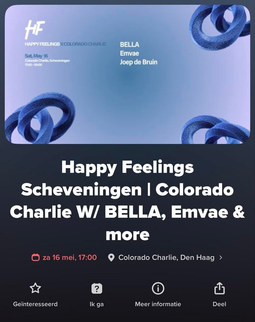 Ticket Colorado Charlie W | Happy Feelings | za 16 mei 26’, Eén persoon