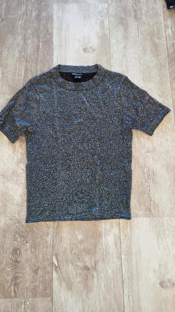 Glitter top S, Kleding | Dames, Tops, Overig, Ophalen of Verzenden, Zo goed als nieuw, Grijs