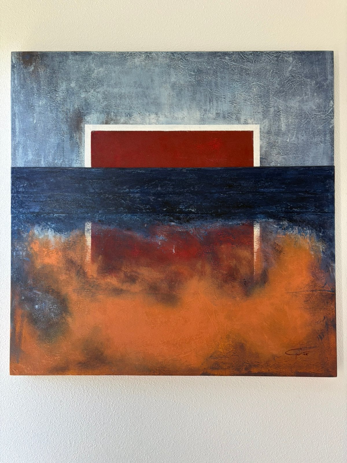 Handgeschilderd Schilderij 100x100, Antiek en Kunst, Ophalen
