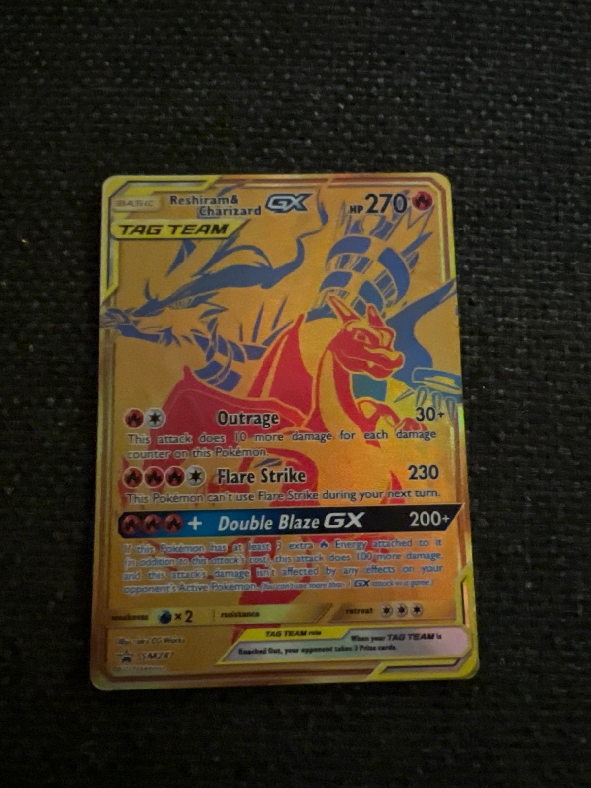 Pokémon Kaart Reshiram & Charizard GX TAG TEAM Full Art, Hobby en Vrije tijd, Ophalen of Verzenden, Zo goed als nieuw, Losse kaart