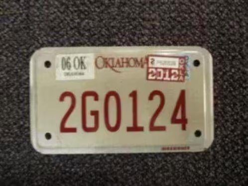 Motor licenseplate motor kentekenplaat Oklahoma USA, Verzenden, Gebruikt, Auto's