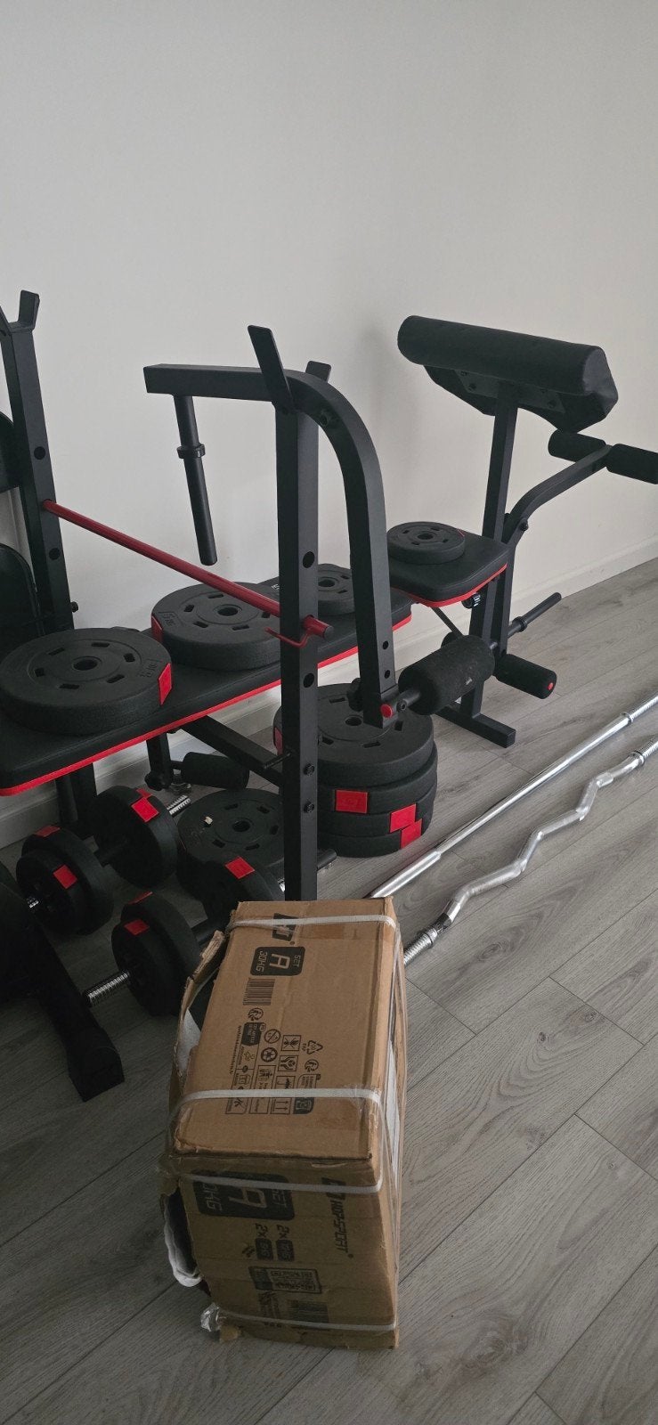 Dumbbells en halterbank - Complete set voor krachttraining, Ophalen, Zo goed als nieuw, Fitnessbank