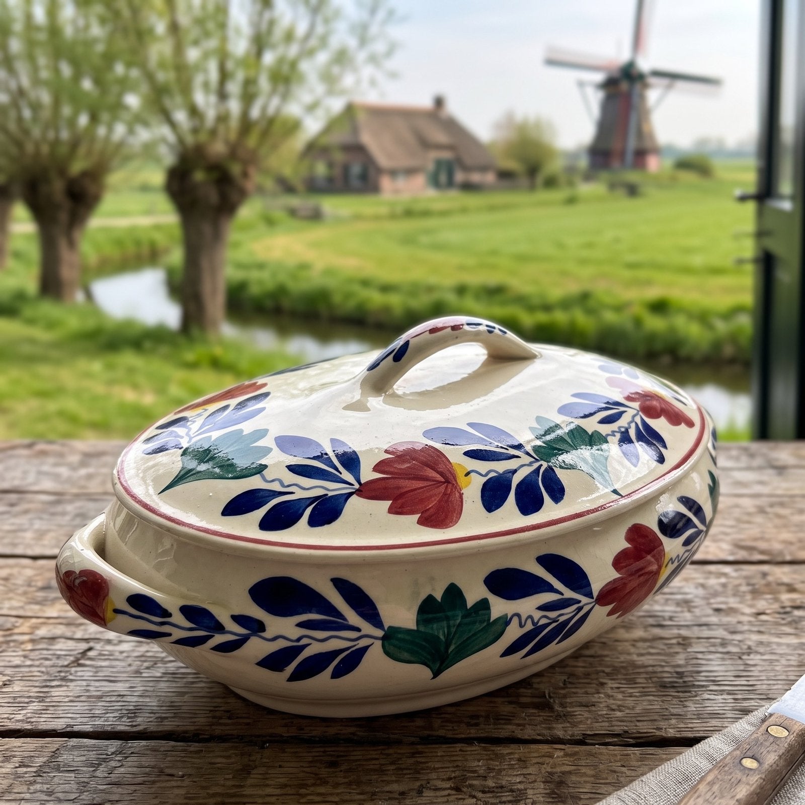 Zeldzame boerenbont dekschalen en soepterines model Rene, Ophalen of Verzenden