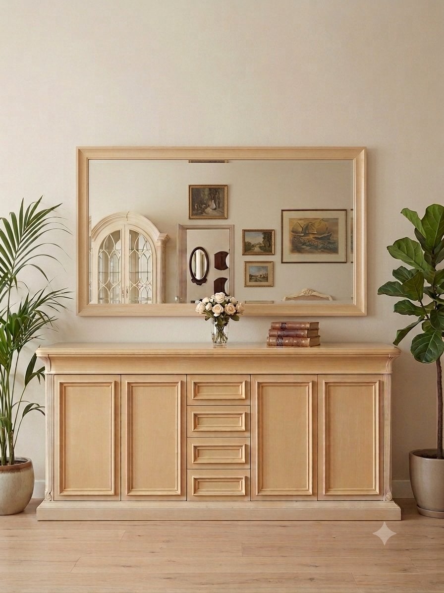 Massief Dressoir - 2.5m breed, 5 lades, 4 kastjes, Ophalen, Gebruikt, 200 cm of meer, Met lade(s)