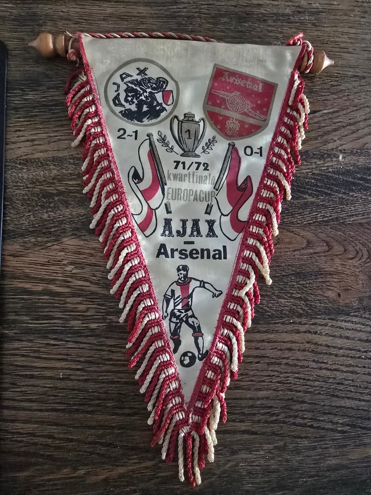 Vintage Ajax - Arsenal Europacup Vaantje 1971/72, Verzamelen, Sportartikelen en Voetbal, Ophalen of Verzenden, Gebruikt, Ajax