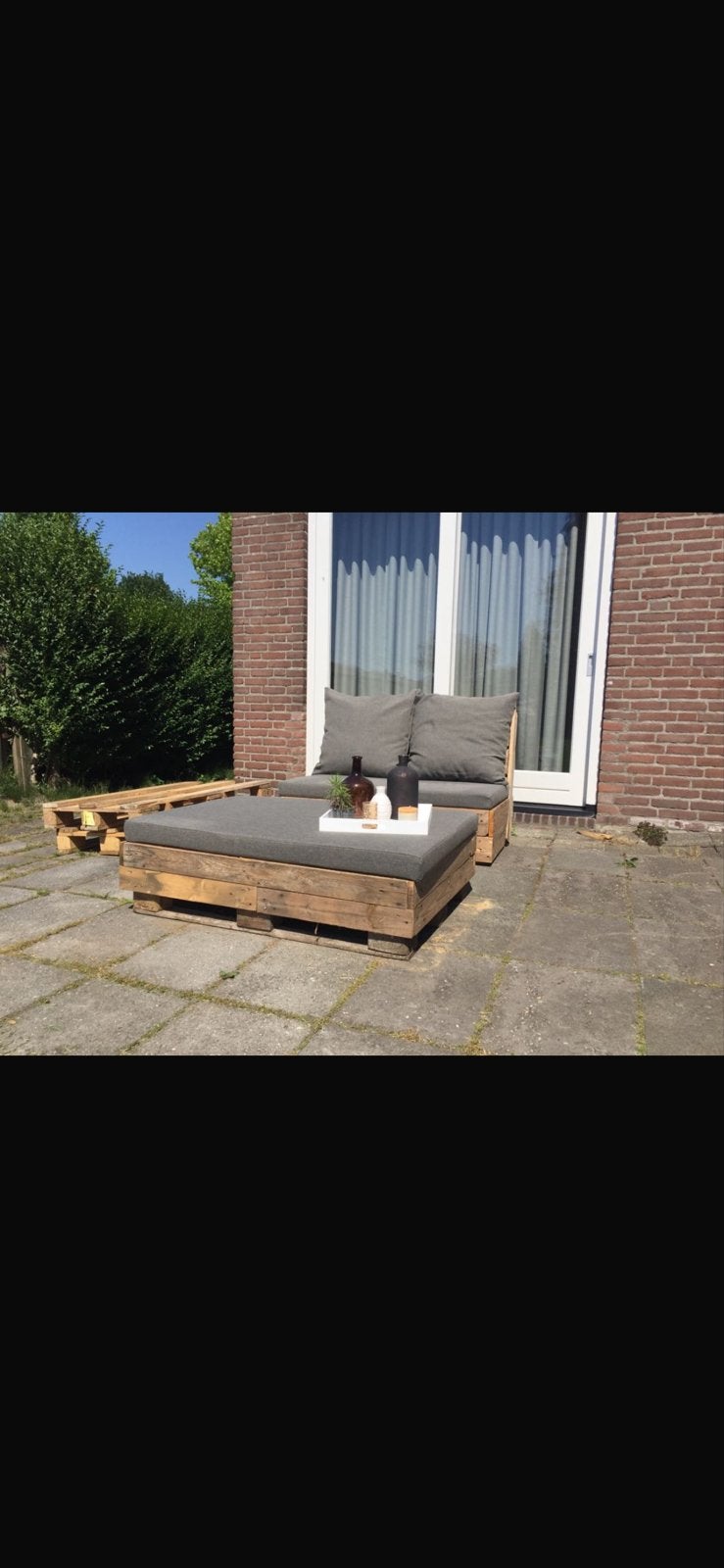 Loungekussens voor palletbank - Grijs, Ophalen, Gebruikt, Minder dan 75 cm, Tweepersoons