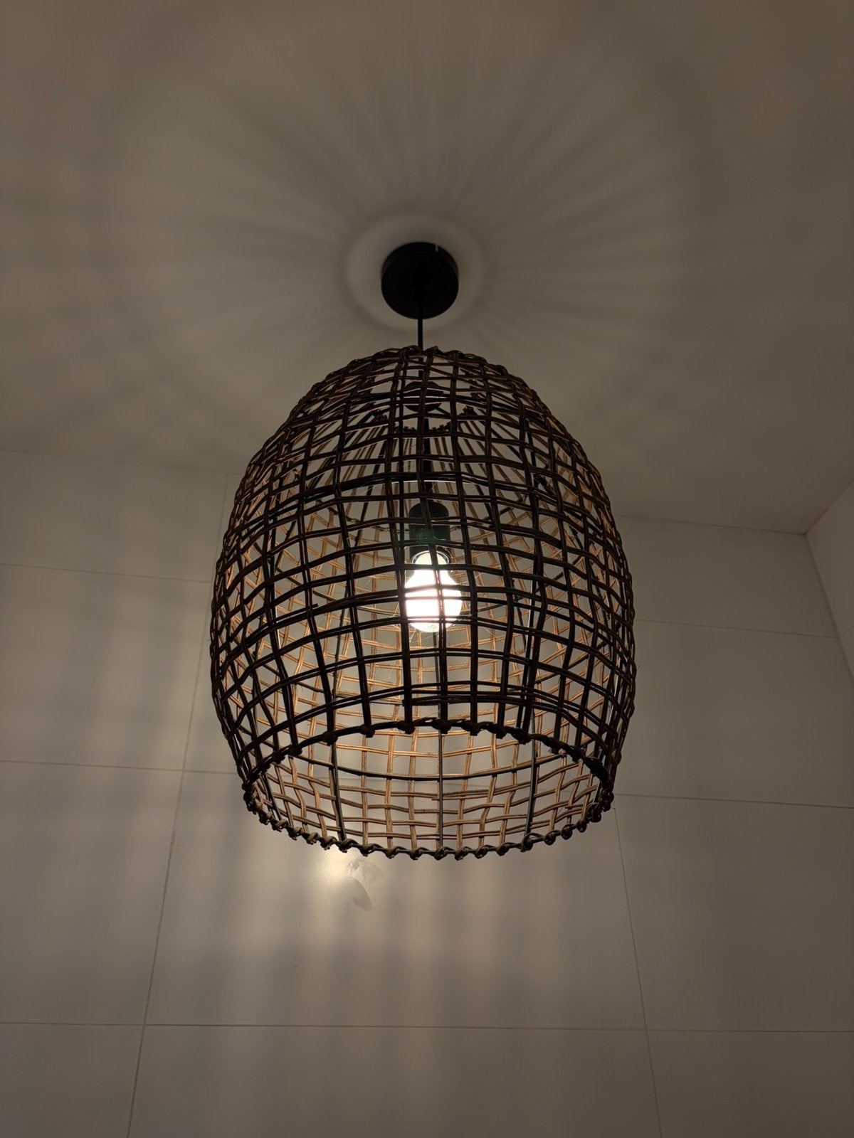 Rotan hanglamp, Ophalen, Hanglamp, E27 (groot), Bruin