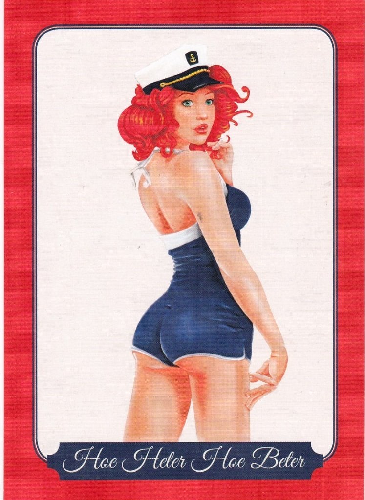 Mooie Pin-up kaart-hoe heter hoe beter-support Hete zomers, Ophalen, 1980 tot heden, Ongelopen, Cultuur en Media