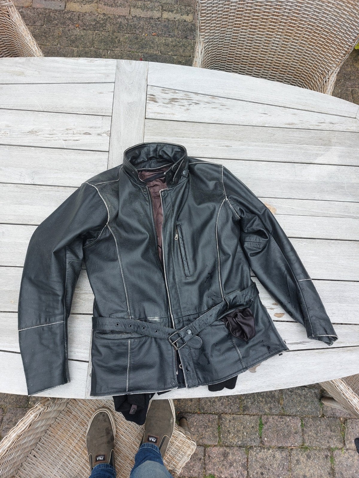 Motorjack vintage leer, Motoren, Kleding | Motorkleding, Ophalen, Tweedehands