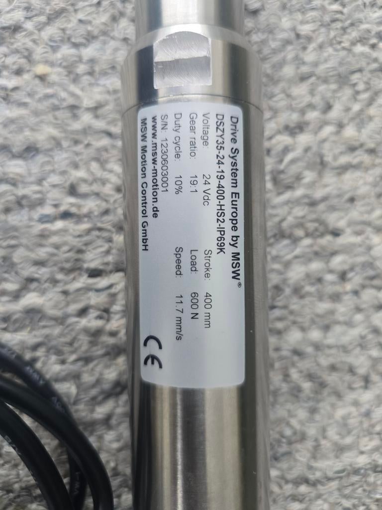 NEW Linear Actuator (electric cylinder)400mm 600N IP69K, Ophalen of Verzenden, Minder dan 50 watt, Overige typen