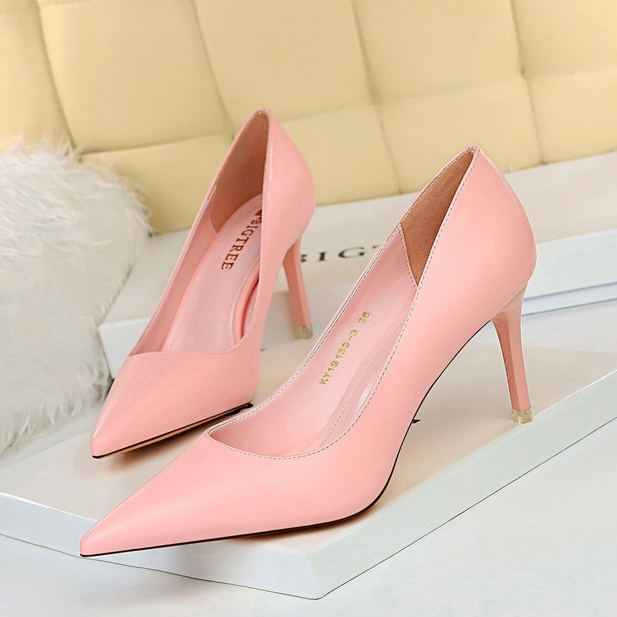 Roze kunstleren dames pumps met 7.5cm hak / vrouwen hakken, Verzenden, Nieuw, Roze, Pumps
