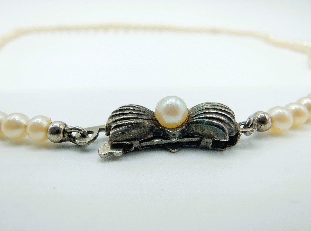 Parelcollier met zilveren slot, 48,5 cm, Gebruikt, Info@zilverwebsite.nl, Verzenden, Zilverwebsite.nl