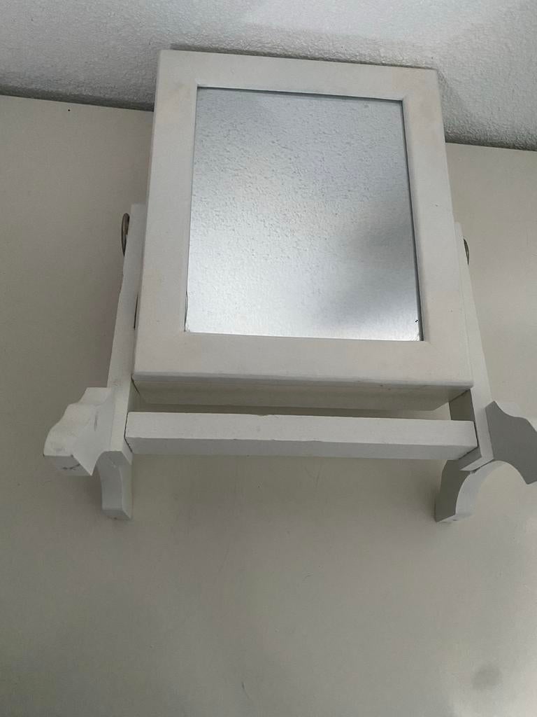 Witte sieradenkast met spiegel, Ophalen, Minder dan 50 cm, Gebruikt, Minder dan 100 cm