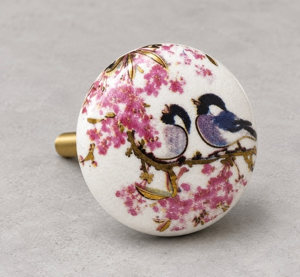 Witte porseleinen kastknop vogels, Ophalen of Verzenden, Nieuw