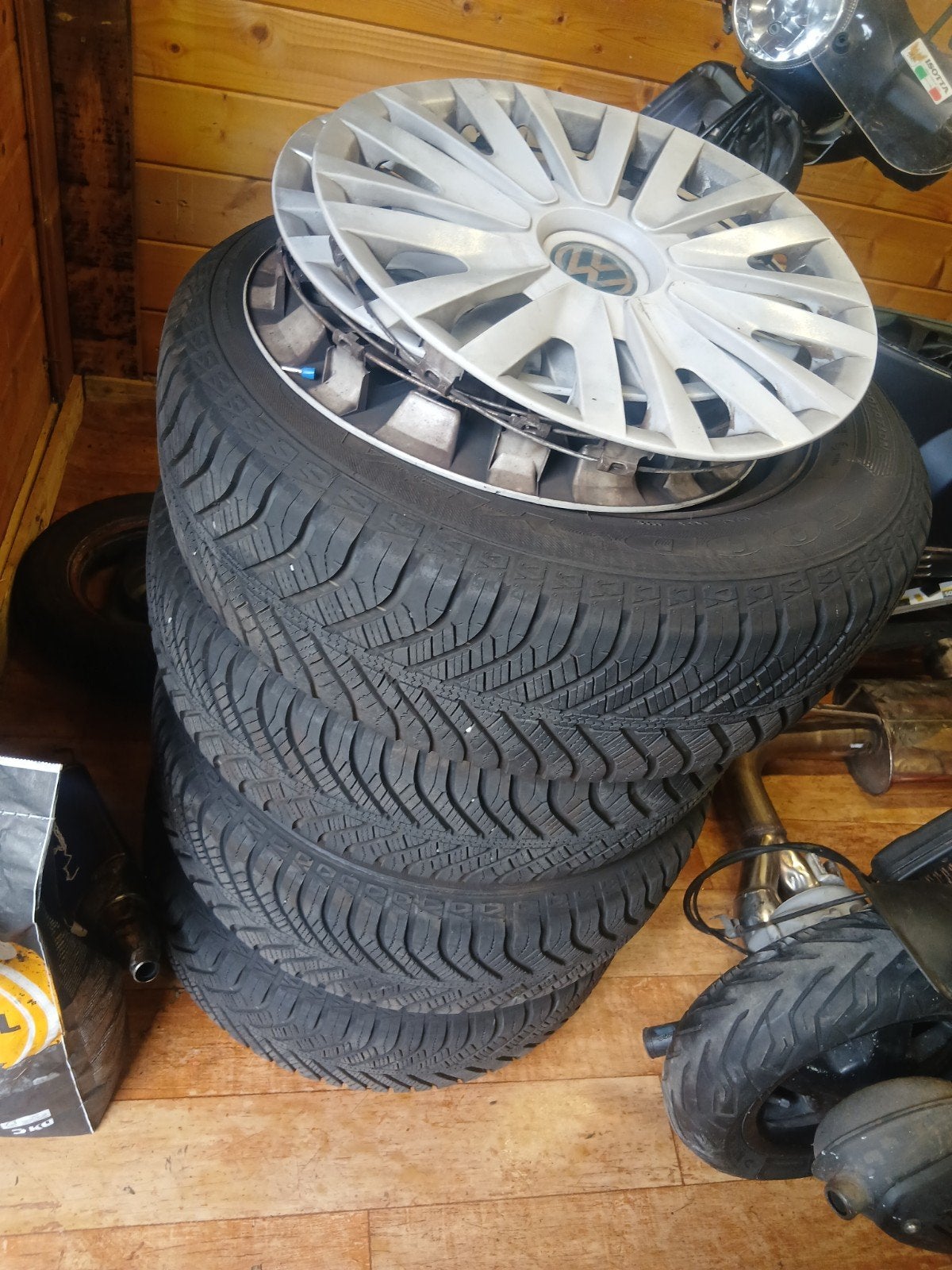 Stalen velgen met All Season banden voor Golf 6, Auto diversen, Wieldoppen, Ophalen, Gebruikt