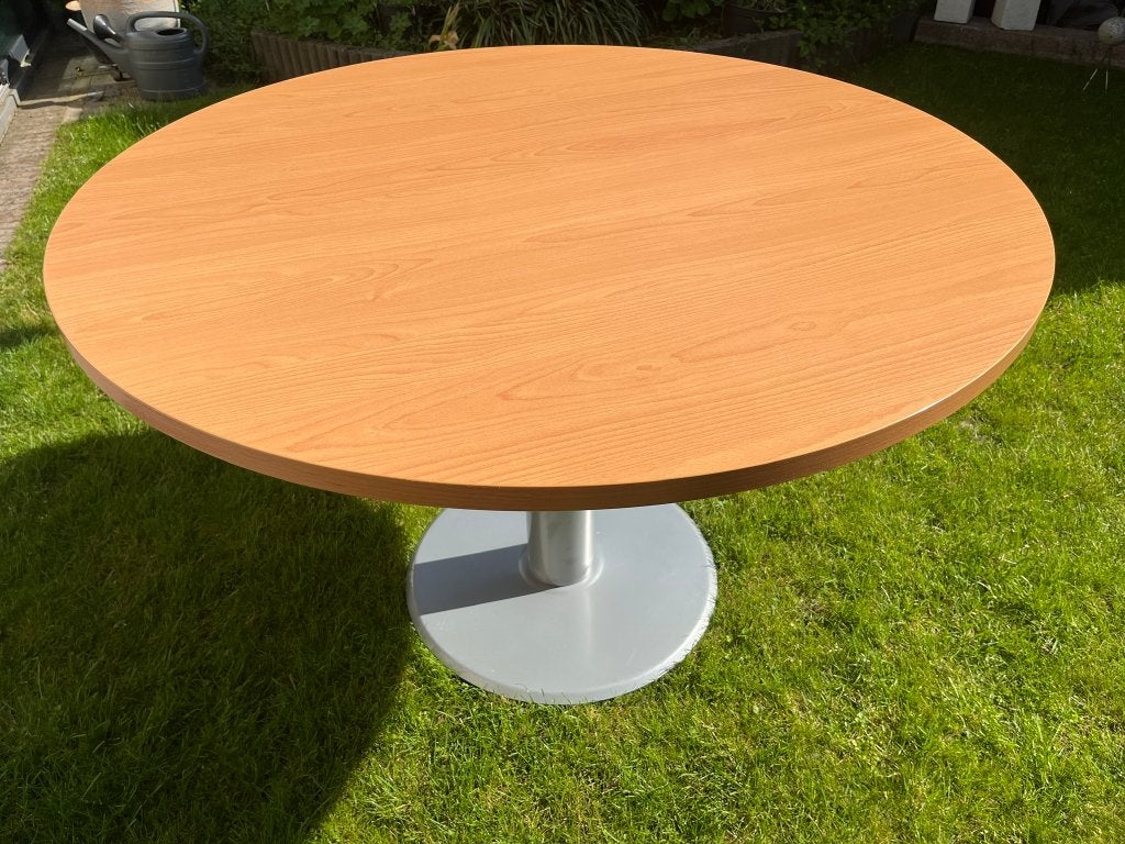 Mooie ronde houten eettafel/werktafel, Huis en Inrichting, Tafels | Eettafels, Ophalen, 100 tot 150 cm, Rond, Zo goed als nieuw