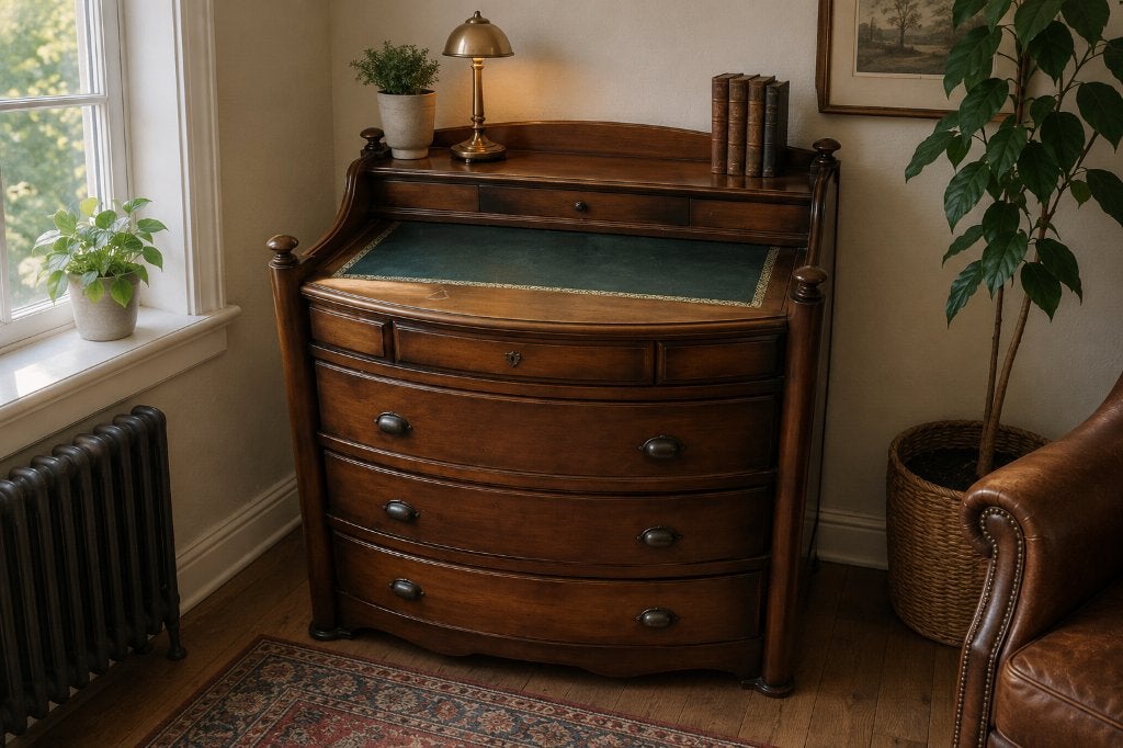 Antieke Secretaire met een Ladenkast - (mahonie?) Hout, Ophalen, Gebruikt