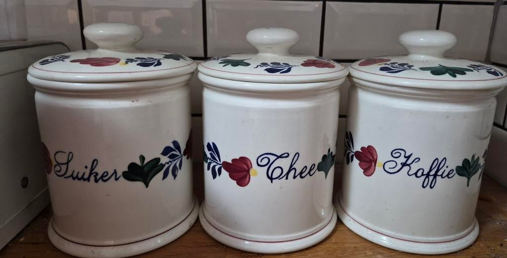 Boerenbont: Suiker, Thee, Koffie., Ophalen of Verzenden, Overige materialen, Pot, Bus of Blik