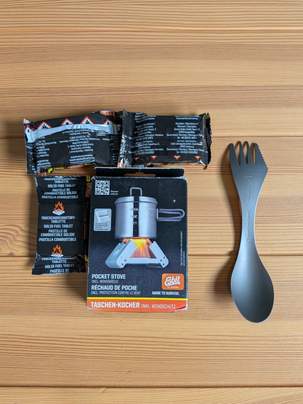Esbit pocket stove & Light My Fire titanium spork, Caravans en Kamperen, Ophalen of Verzenden, Gebruikt