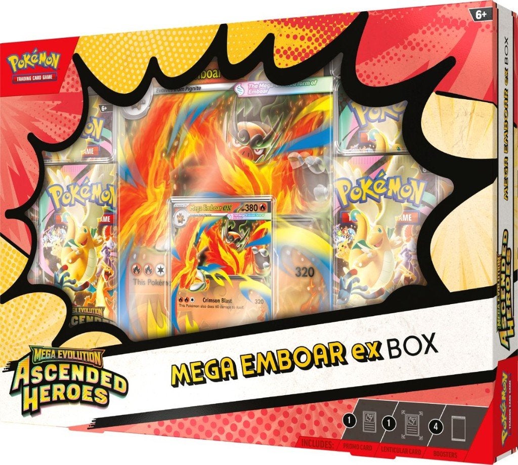 Ascended Heroes ex Box  Mega Emboar ( Verpaking beschadigt ), Hobby en Vrije tijd, Verzamelkaartspellen | Pokémon, Ophalen of Verzenden