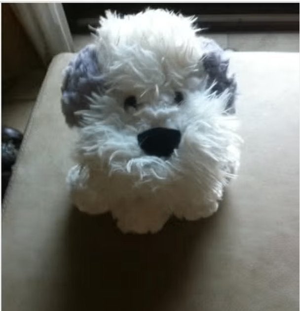 Knuffel hond grijs/wit lengte 25 cm, Overige karakters, Zo goed als nieuw, Middelgroot (20 tot 80 cm), Meerkleurig
