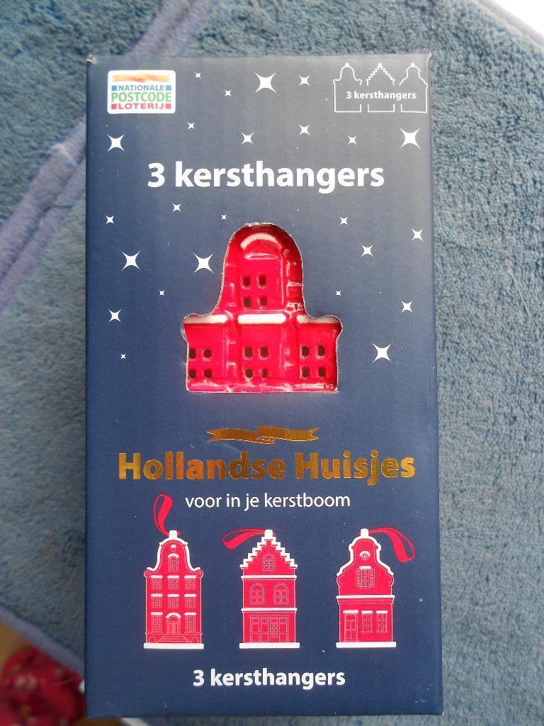 3 kersthangers Hollandse huisjes postcodeloterij, Diversen, Ophalen, Nieuw