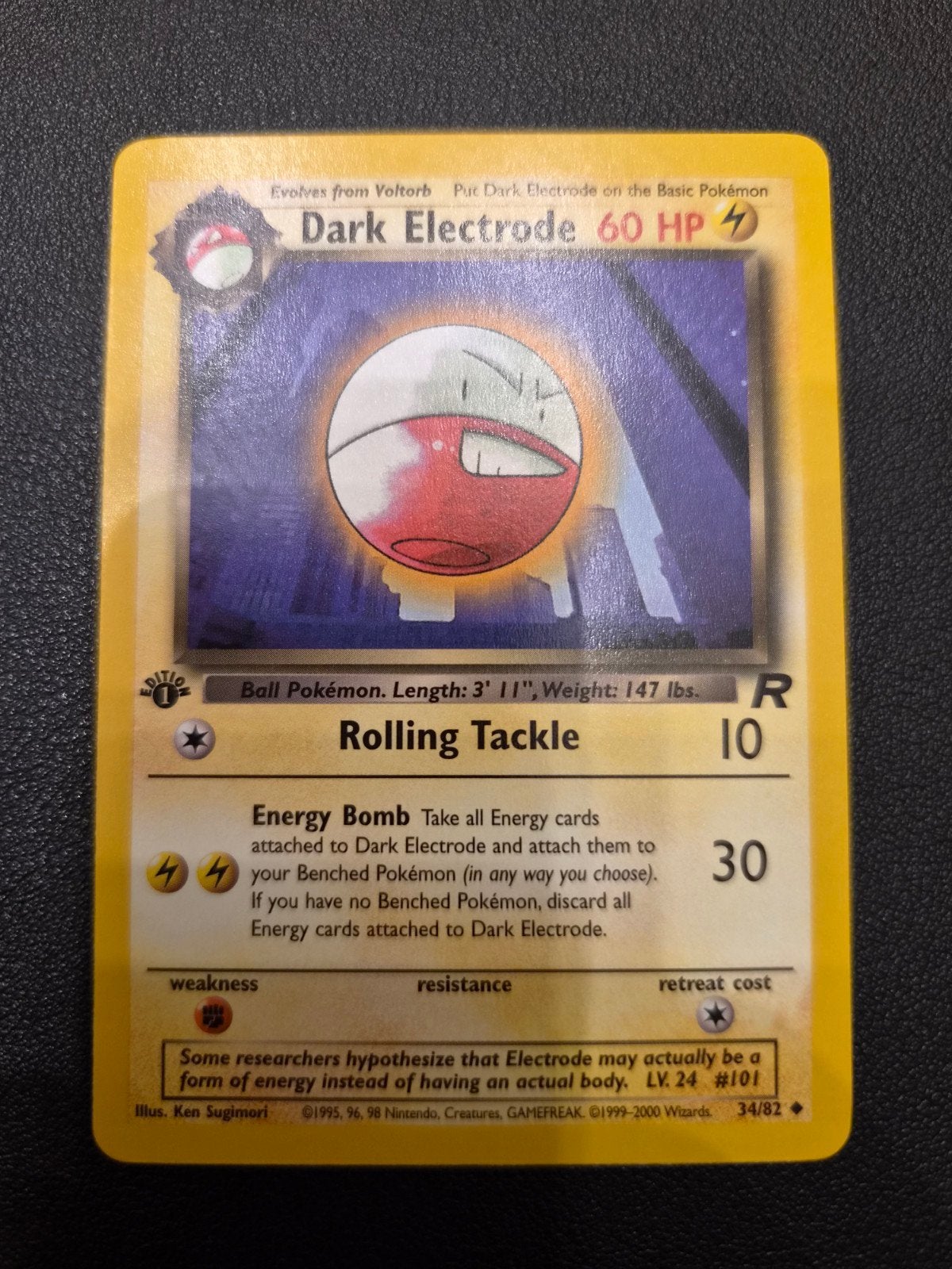 Dark Electrode First Edition Mint Rocket 34/82 Pokémon Kaart, Ophalen of Verzenden, Zo goed als nieuw, Losse kaart