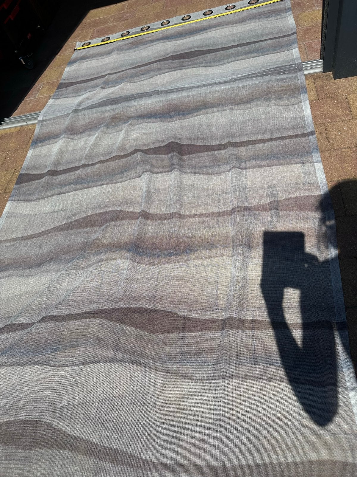 Lichtdoorlatend gordijn met ringen, grijs/bruin, 250x140cm, Ophalen of Verzenden, Gordijn, Grijs, Lichtdoorlatend