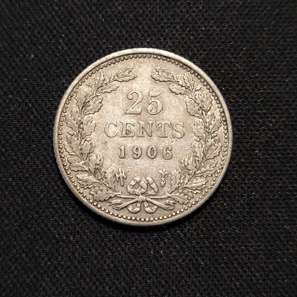 25 cent 1906, Postzegels en Munten, Munten | Nederland, Verzenden, Koningin Wilhelmina, 25 cent