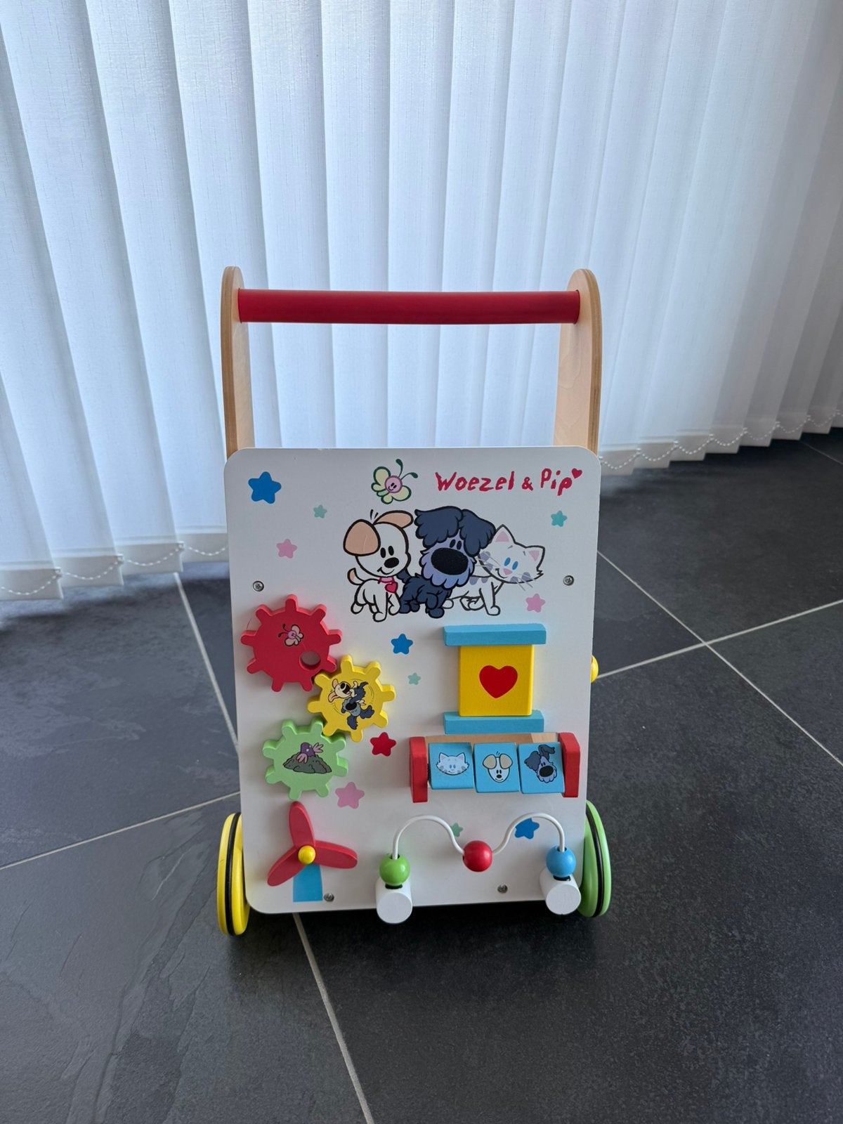 Woezel & Pip Houten Loopwagen, Kinderen en Baby's, Speelgoed | Houten speelgoed, Ophalen of Verzenden, Zo goed als nieuw, Duw- of Trekspeelgoed
