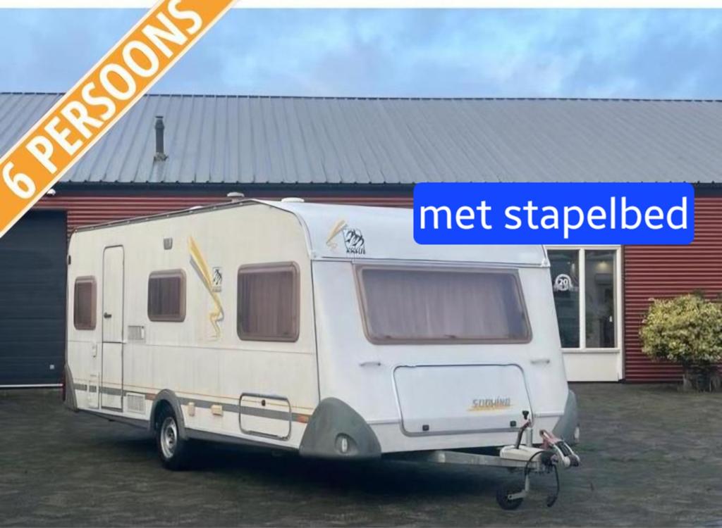 Knaus Sudwind 550 TKM - 6 persoons caravan met stapelbed, Caravans en Kamperen, Caravans, 7 tot 8 meter, Treinzit, Particulier