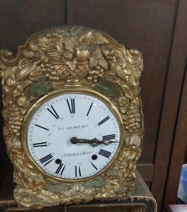 Antieke Comtoise Vendange Klok, Jean Gassout, 1880, Antiek en Kunst, Antiek | Klokken, Ophalen of Verzenden