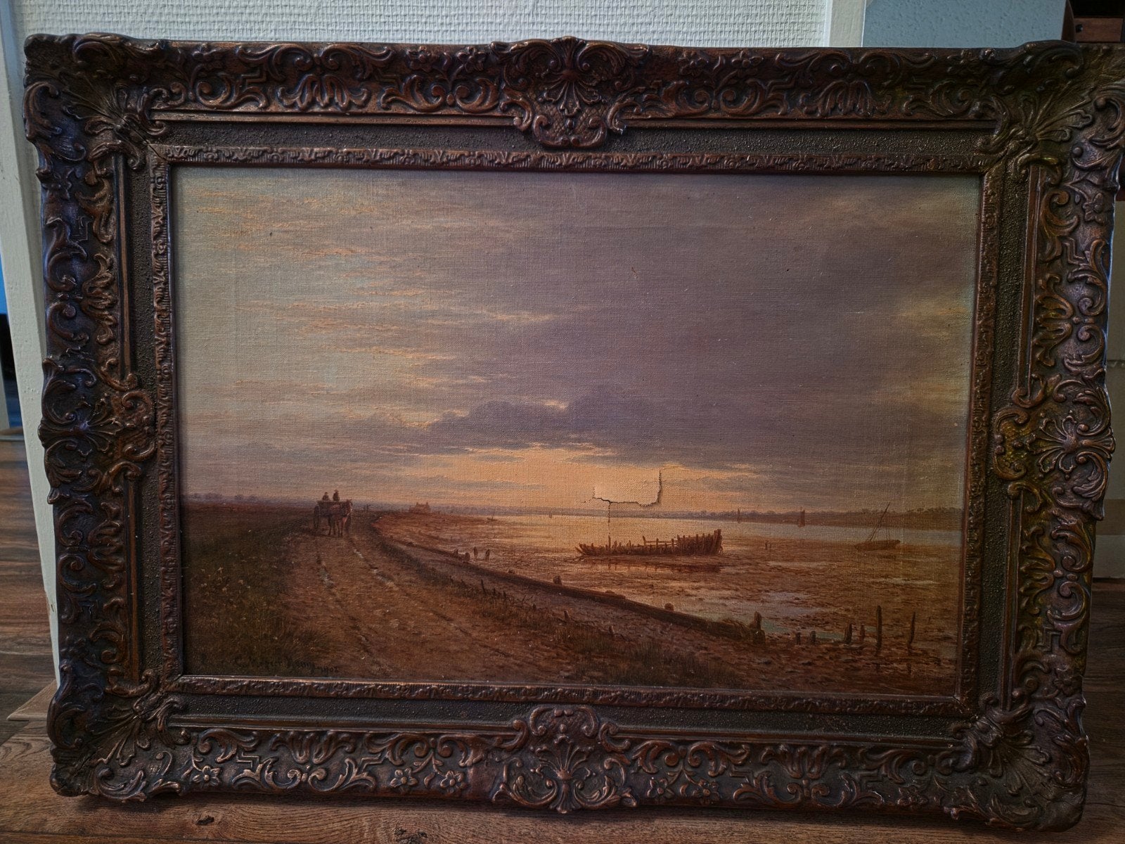 Antiek Olieverfschilderij Charles Napier Hemy (1902) - Newly, Antiek en Kunst, Ophalen