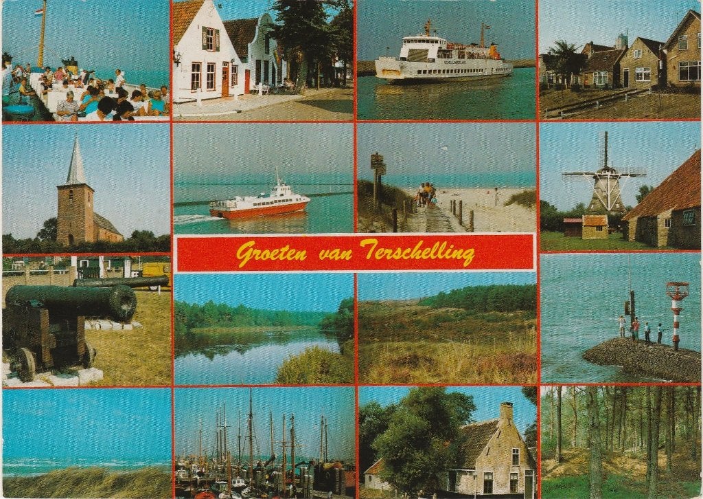TERSCHELLING Kanon Veerboten Pier Groeten, Verzenden, 1980 tot heden, Gelopen, Waddeneilanden