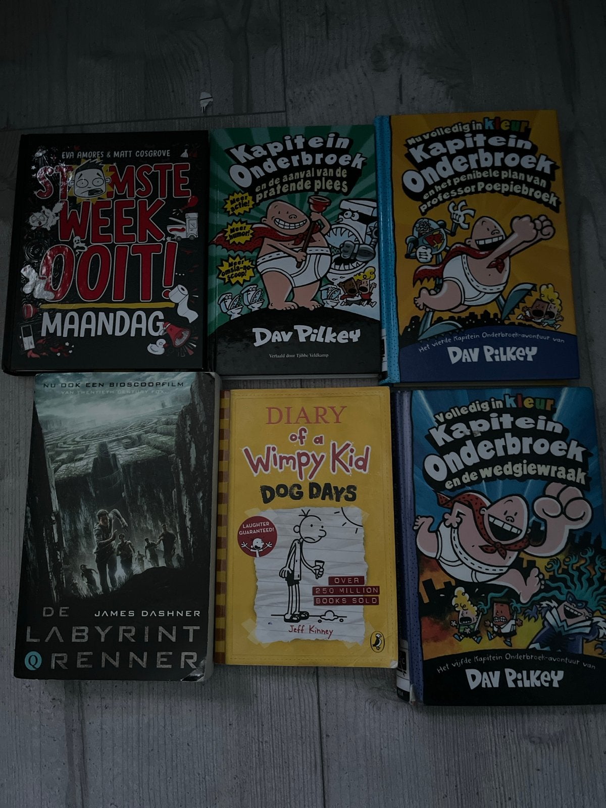 Kinderboekenpakket: Kapitein Onderbroek, Wimpy Kid, Labyrint, Ophalen of Verzenden, Gelezen, Fictie algemeen